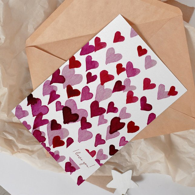 Je t'aime le coeur aquarelle La carte de la Saint  (Créateur téléchargé)