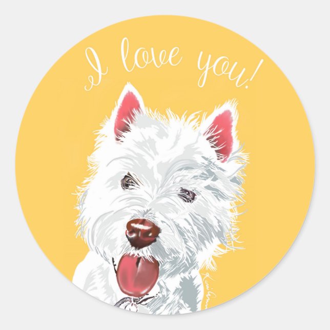 Je t'aime les autocollants westie (Devant)