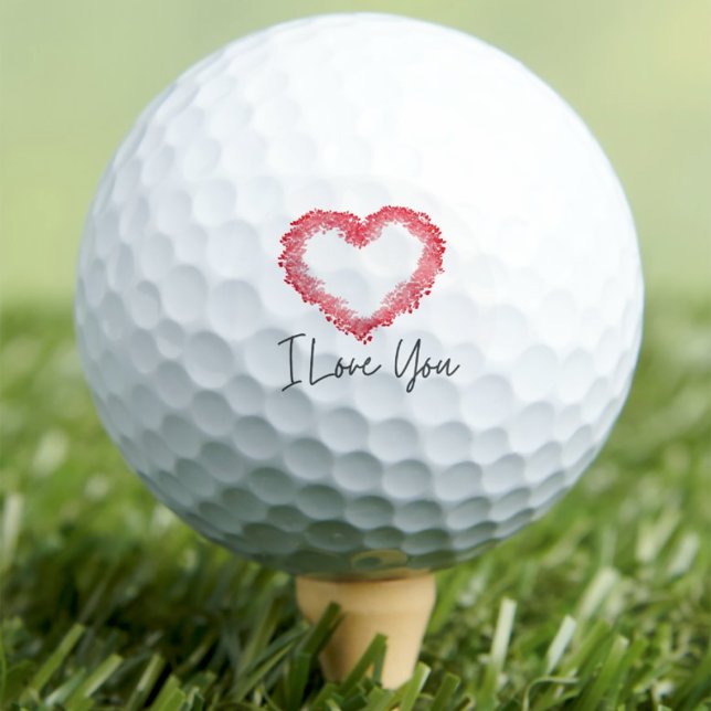 Je t'aime les balles de golf de coeur rouge (Créateur téléchargé)