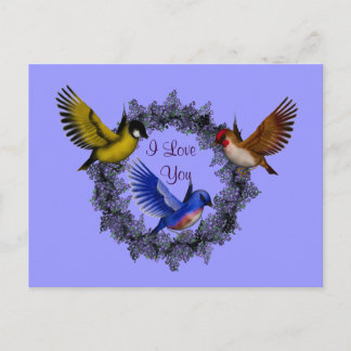 Je T'Aime Les Oiseaux Sur La Carte Postale Flower