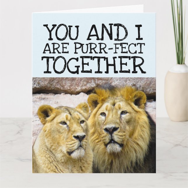 JE T'AIME LION COUPLE ROMANTIC GRANDS CARTES (Devant)