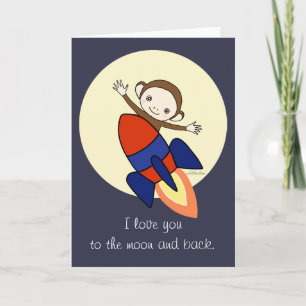 Je t'aime lune et retour Carte d'amour du petit si