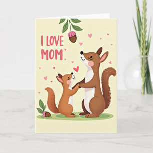 Je t'aime maman carte d'animal doux
