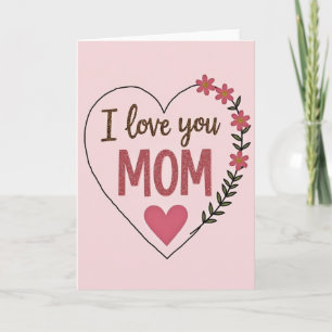 Je t'aime Maman Carte d'Art Fleur Rose