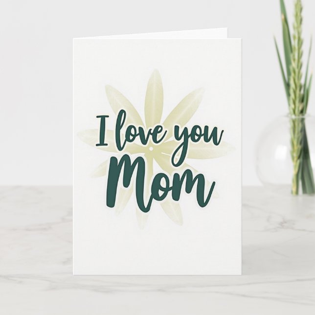 Je t'aime Maman Carte de script sarcelle (Devant)