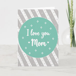 Je t'aime Maman Carte Ovale Sarcelle