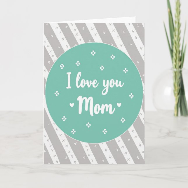 Je t'aime Maman Carte Ovale Sarcelle (Devant)