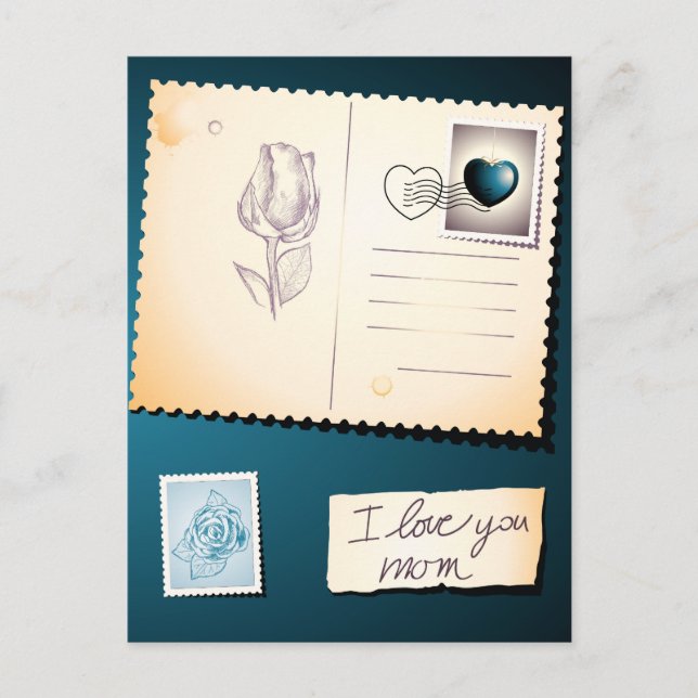 Je t'aime maman, carte postale (Devant)