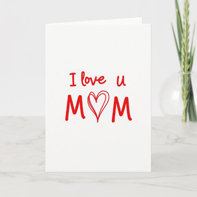 Je t'aime maman carte simple cœur rouge (Devant)