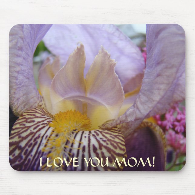 JE T'AIME MAMAN Tapis de souris Fleurs d'Iris Viol (Devant)
