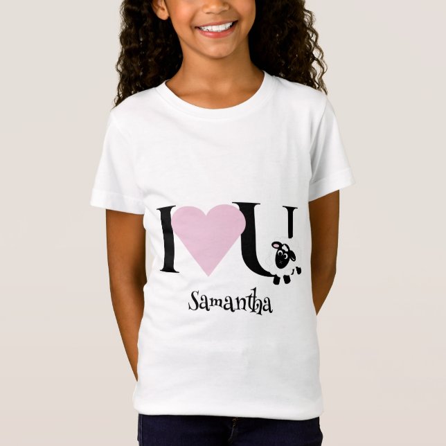 Je t'aime Mignonne T-shirt en mouton de dessin (Devant)