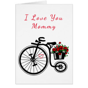 Je T'Aime Mommy Card Flowers Vélo Pour Toi