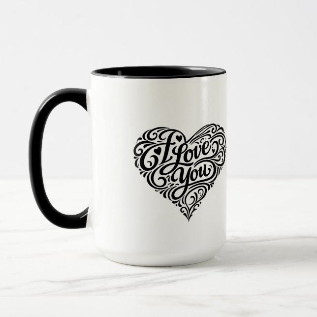 Je T'Aime Mug De La Saint-Valentin Design De Coeur (Gauche)