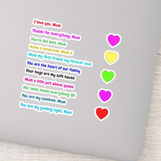 Je T'Aime Mum Stickers (Message Cadeau) (Love You Mum Sticker)