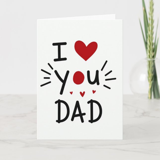 Je t'aime Papa Carte d'Art Simple (Devant)