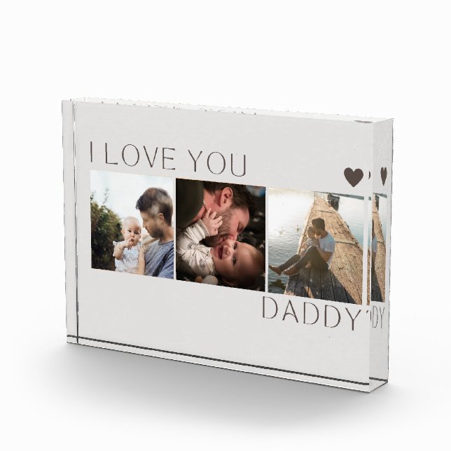 Je t'aime Papa Photo Collage Cadeau Photo Bloc (Droite)