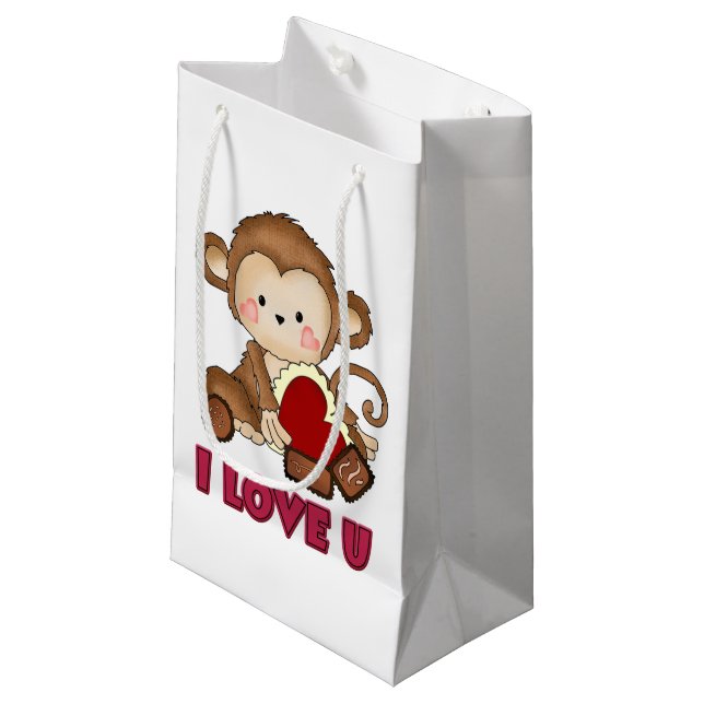 Je t'aime petit sac de cadeau de singe (Devant Angle)