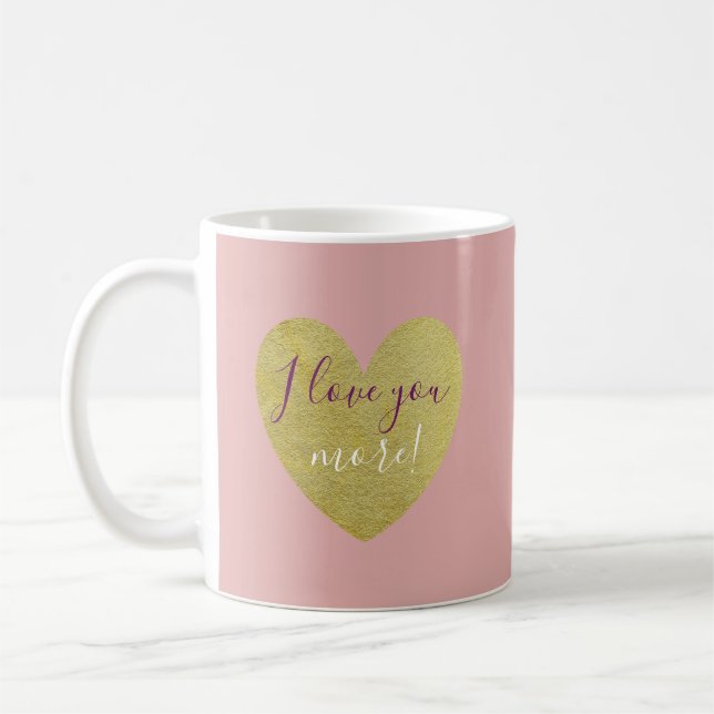 Je t'aime plus de coeur d'or dans la tasse rose (Gauche)