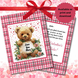 Je t'aime plus ours en peluche carte de poème de l