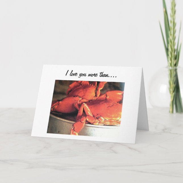 "JE T'AIME PLUS QUE DES CRABES" CARTE D'AMOUR (Devant)