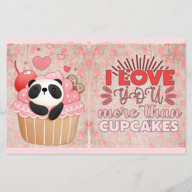 Je T'Aime Plus Que Des Cupcakes Panda Valentines (Devant)