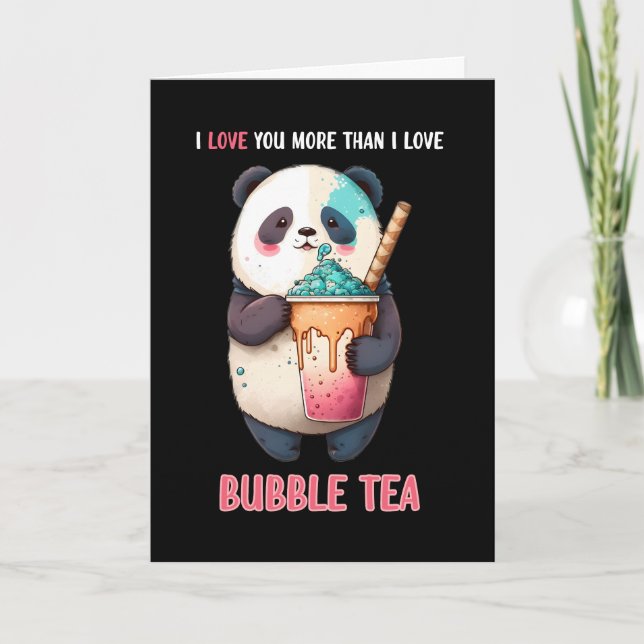 Je t'aime plus que le bubble tea boba panda carte (Devant)
