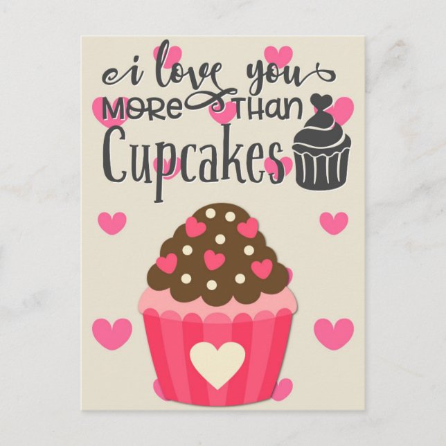 Je t'aime plus que les cartes postales Cupcakes (Devant)