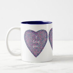 Je t'aime, Pointillisme Coeur Mugs Personnalisés