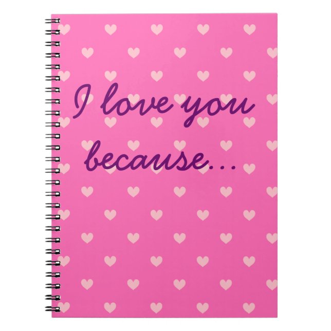 Je t'aime puisque… Journal rose modelé par coeur (Devant)