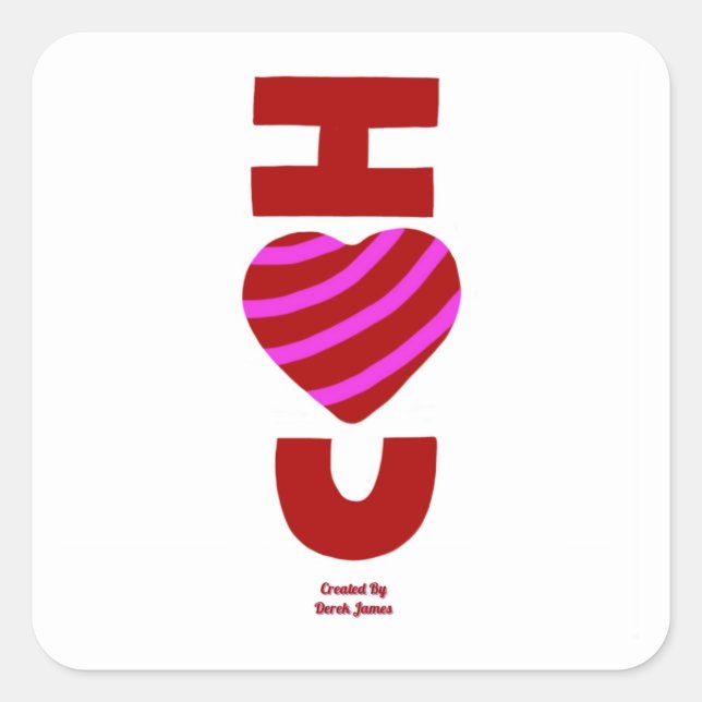 Je t'aime Sticker Carré (Devant)