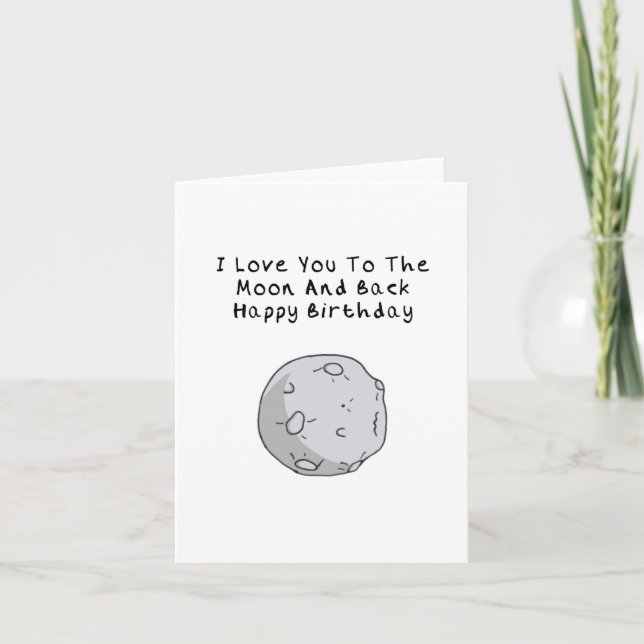 Je T'Aime Sur La Lune Et La Carte D'Anniversaire (Devant)