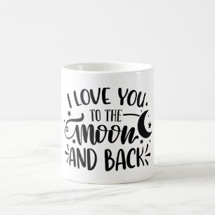 Je t'aime sur la lune et la tasse arrière