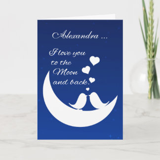 Je t'aime sur la Lune et le dos, carte personnalis