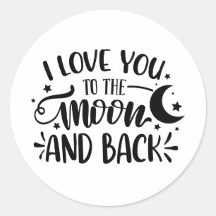 Je t'aime sur la lune et les autocollants ronds