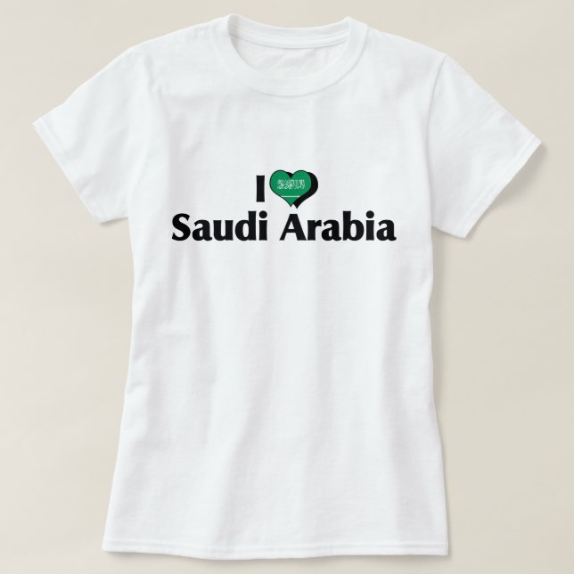 Je T'aime T-Shirt Drapeau de l'Arabie Saoudite (Design devant)