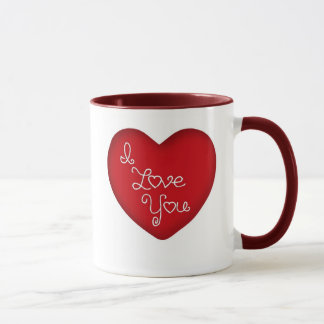 Je t'aime tasse de café rouge de sonnerie de coeur