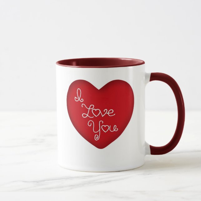 Je t'aime tasse de café rouge de sonnerie de coeur (Droite)