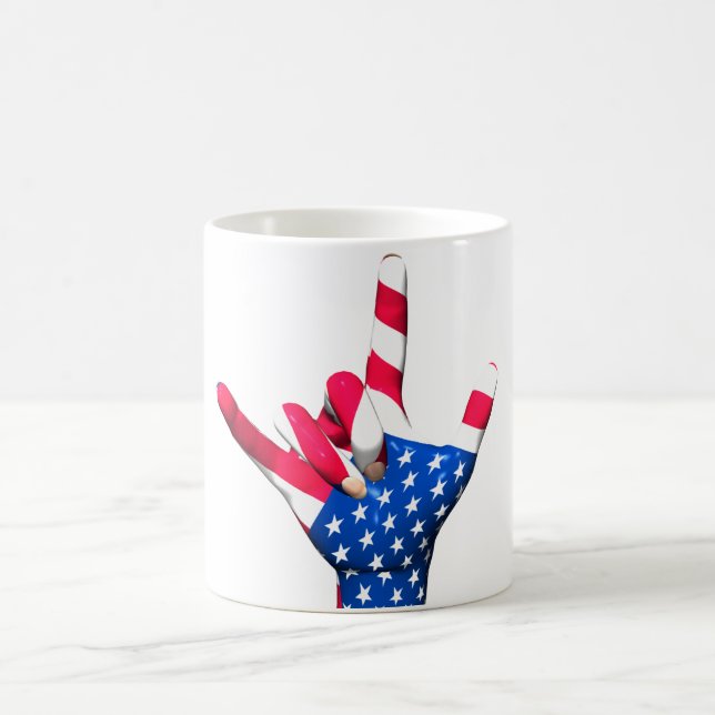 Je t'aime tasse de drapeau des Etats-Unis (Centre)