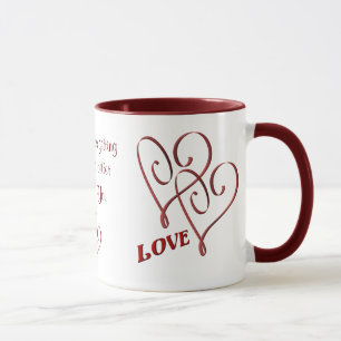 Je T'Aime Te Coeurs Rouges Coeurs Liés Mug Café