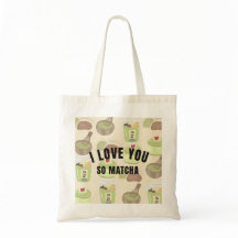 "Je t'aime tellement Matcha" Sac cabas en toile es
