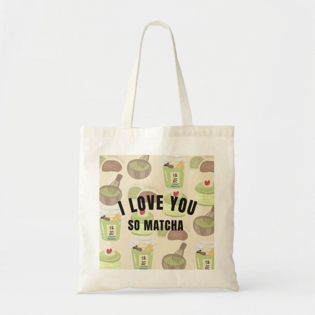 "Je t'aime tellement Matcha" Sac cabas en toile es (Devant)