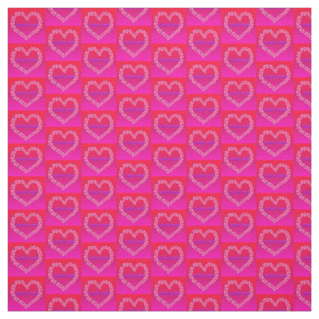 Je T'Aime Tissu Arrière - plan rose (Échantillon)