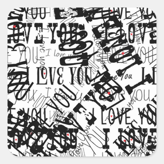 JE T'AIME typographie mélangée Autocollant Saint-V (Devant)
