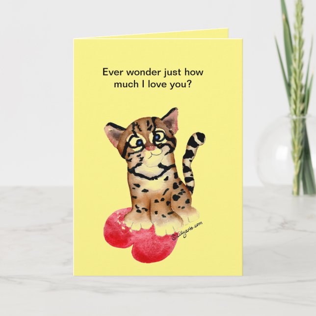 Je T'Aime Une Carte Valentine Pun Ocelot (Devant)