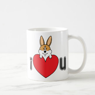"Je tasse de café de corgi aime U"