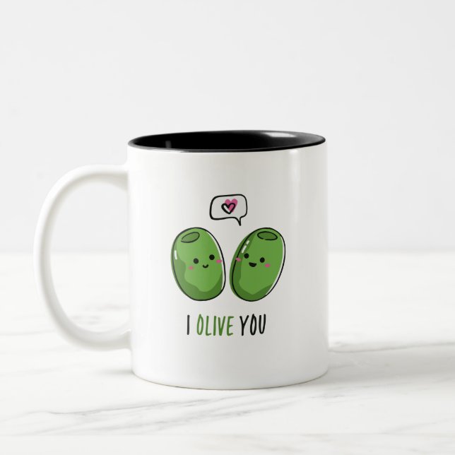 Je T'Olive Mug De Café À Deux Tons (Gauche)