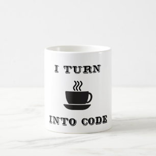 Je transforme le café en code sur la tasse de café