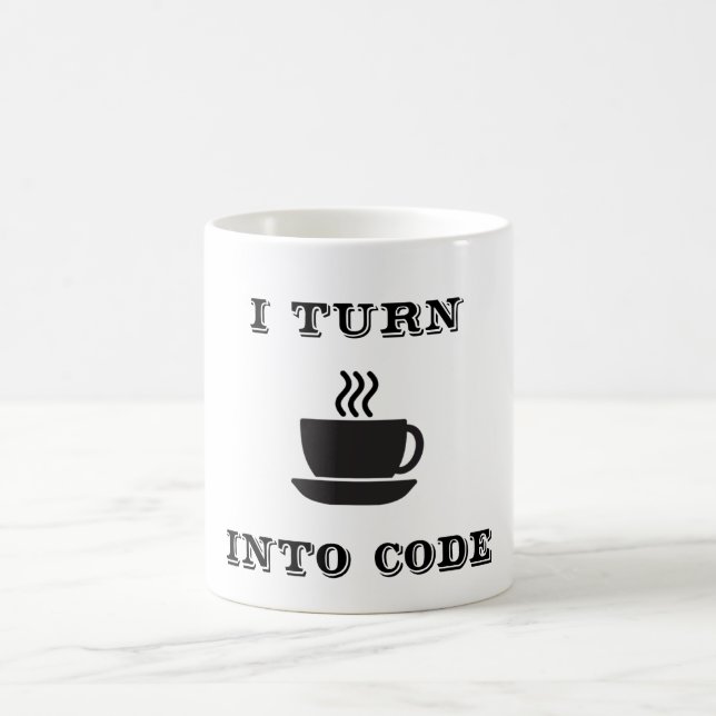 Je transforme le café en code sur la tasse de café (Centre)
