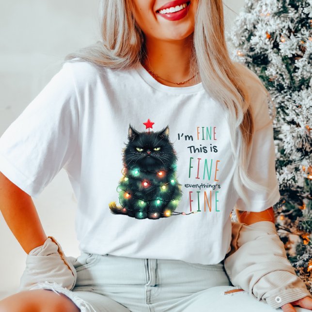 Je vais bien" Drôle Chat T-shirt Noël (Créateur téléchargé)