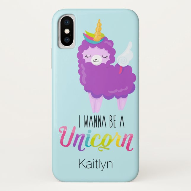 Je veux être un Coque-Mate Unicorne iPhone X Coque (Dos)